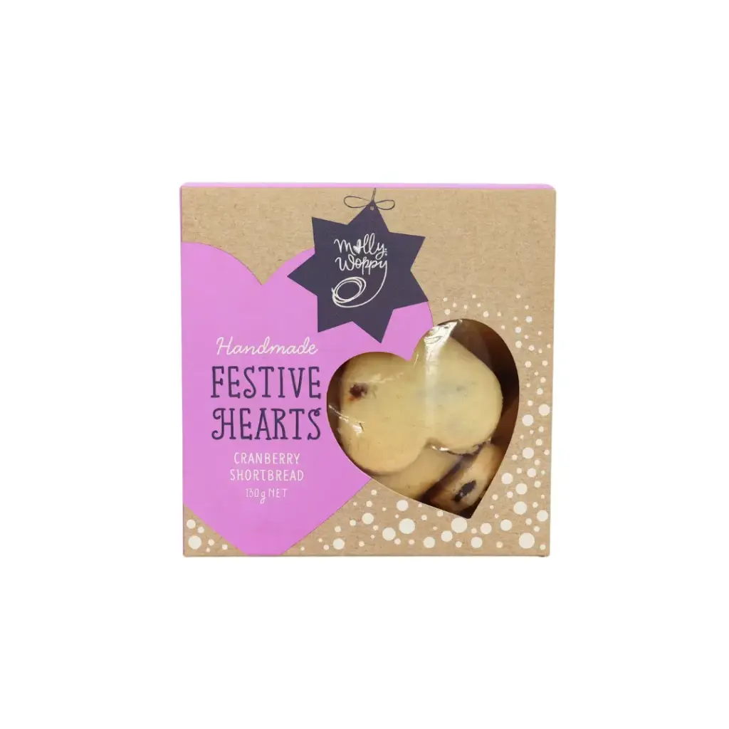 Christmas Cookies Shortbread Cranberry Hearts 130g x 12 Carton