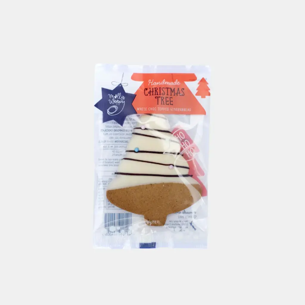 Gingerbread Festive Large Tree White Choc Topped Decorated Cookie  Christmas Grab'N'Go 44g