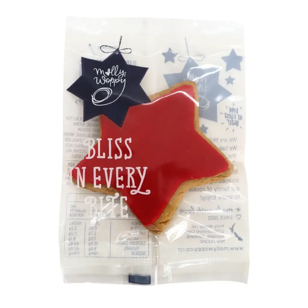 Gingerbread Festive Star Red Iced Cookie Christmas Grab'N'Go 24g 