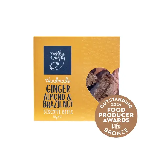 [BRG50] Ginger Almond & Brazil Nut Biscotti Bites 125g x 12 Carton