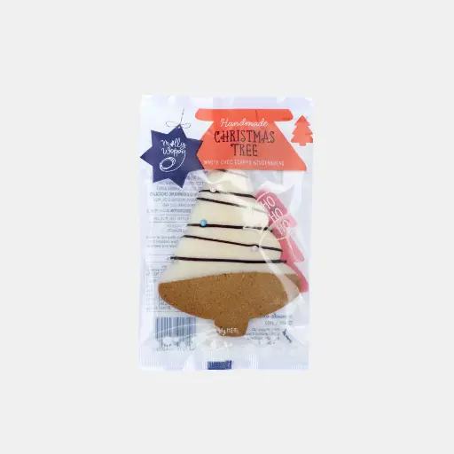 [XRT41] Gingerbread Festive Large Tree White Choc Topped Decorated Cookie  Christmas Grab'N'Go 44g