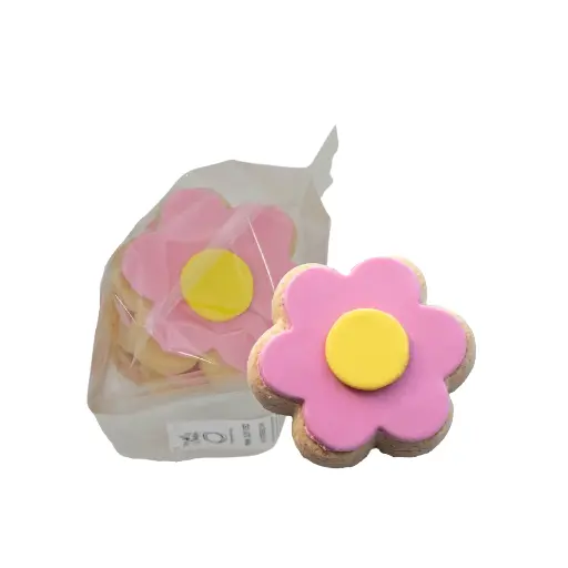 [SBD11] Shortbread Pink Daisy Iced Cookies 58g Cafe Bulk 6/Pk